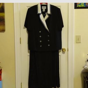 Vintage Studio I  Women's Black White Collared Blazer Dress. 2pc Size 22w